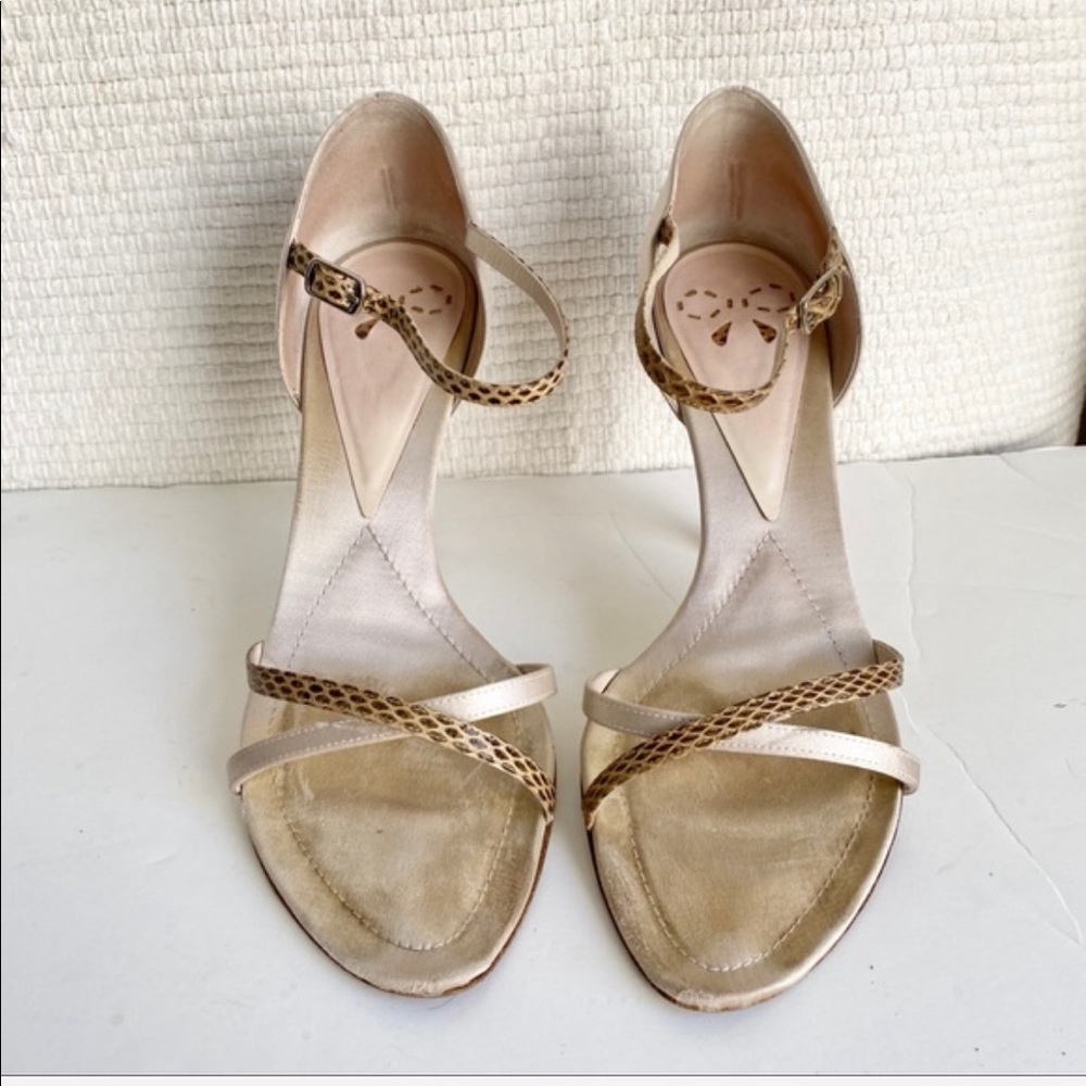 AS-IS 7.5 Silk Snakeskin Sandals Party Heels Nude